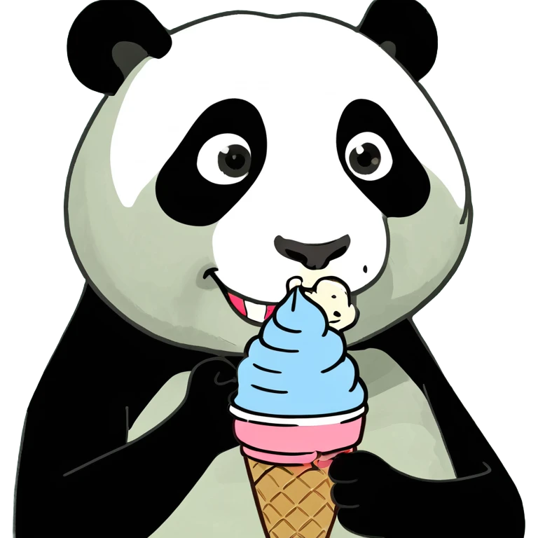 Panda eating ice cream emoji