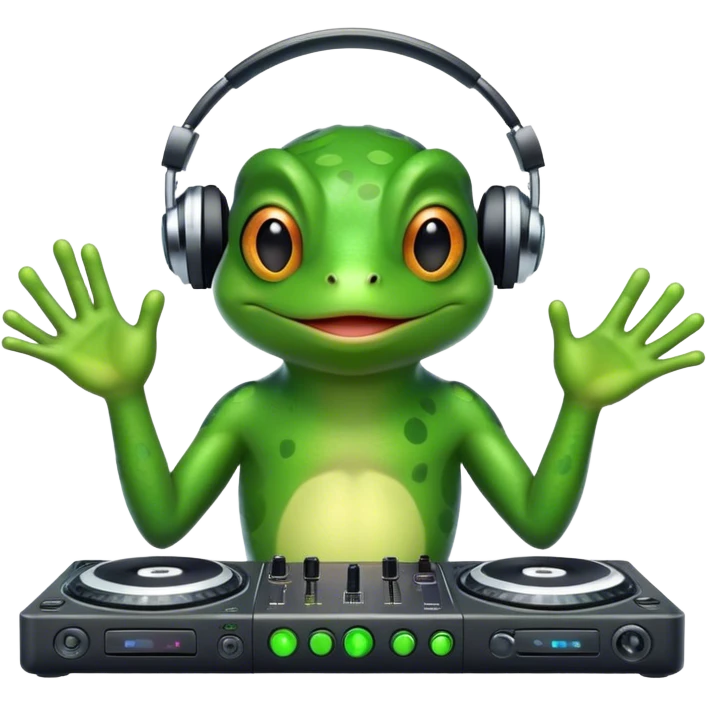 frog as a dj emoji