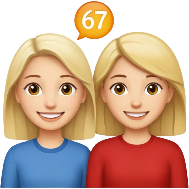 Two girls saying six seven emoji