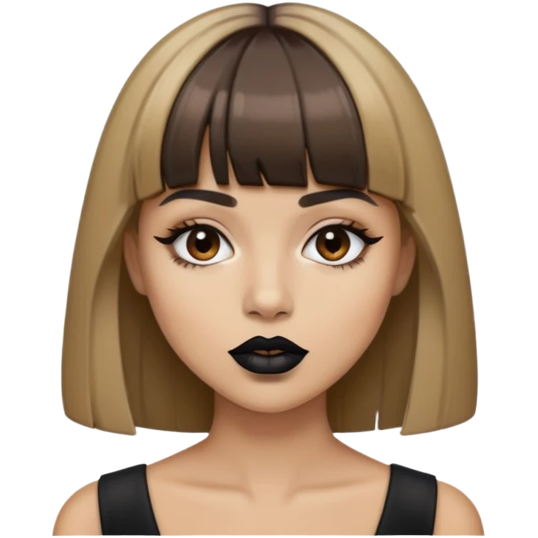 Zumbi mulher de cabelo loiro escuro e franjinha,com batom preto  emoji