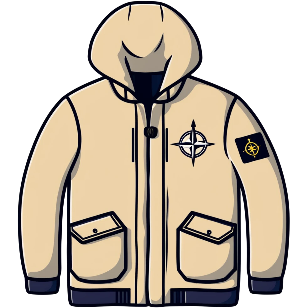 Stone Island casual jacket with compass badge emoji