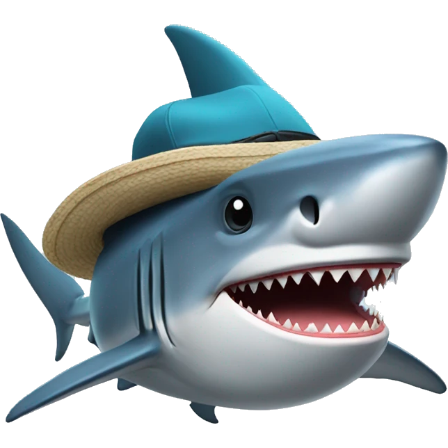 A shark wearing a hat emoji
