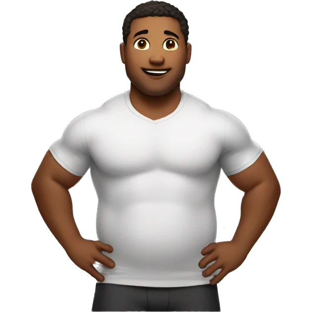 Handsome male athletic but also a big belly emoji