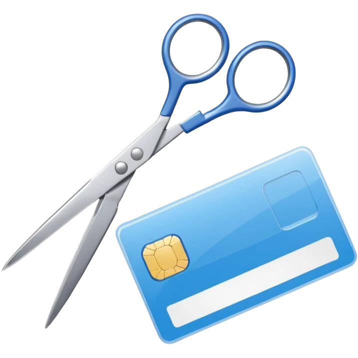 Floating Scissors cutting an ID card in 2 parts .hyper realistic emoji