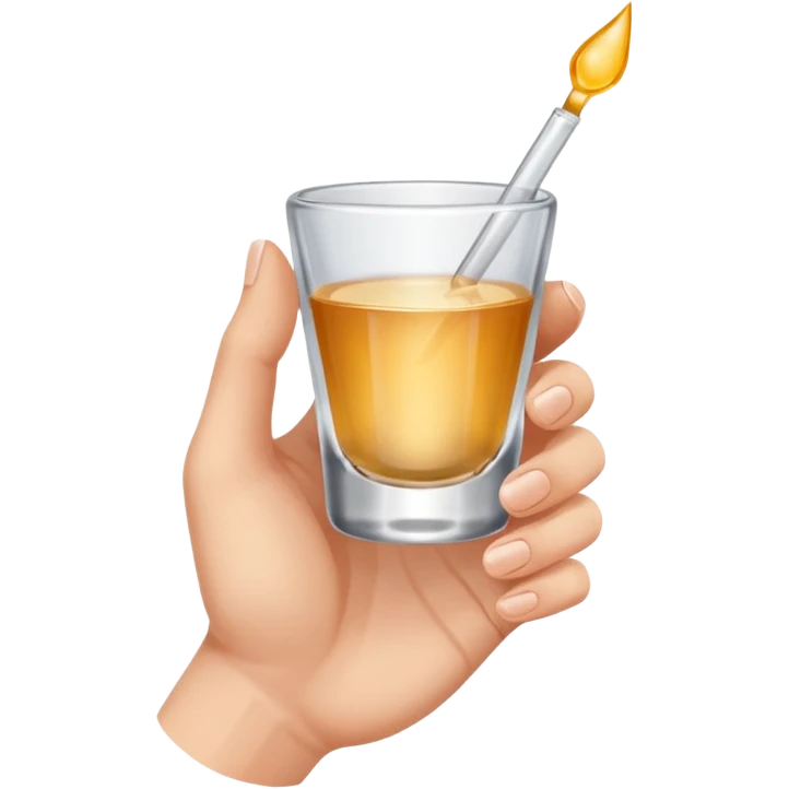 a hand holding a tiny shot glass emoji