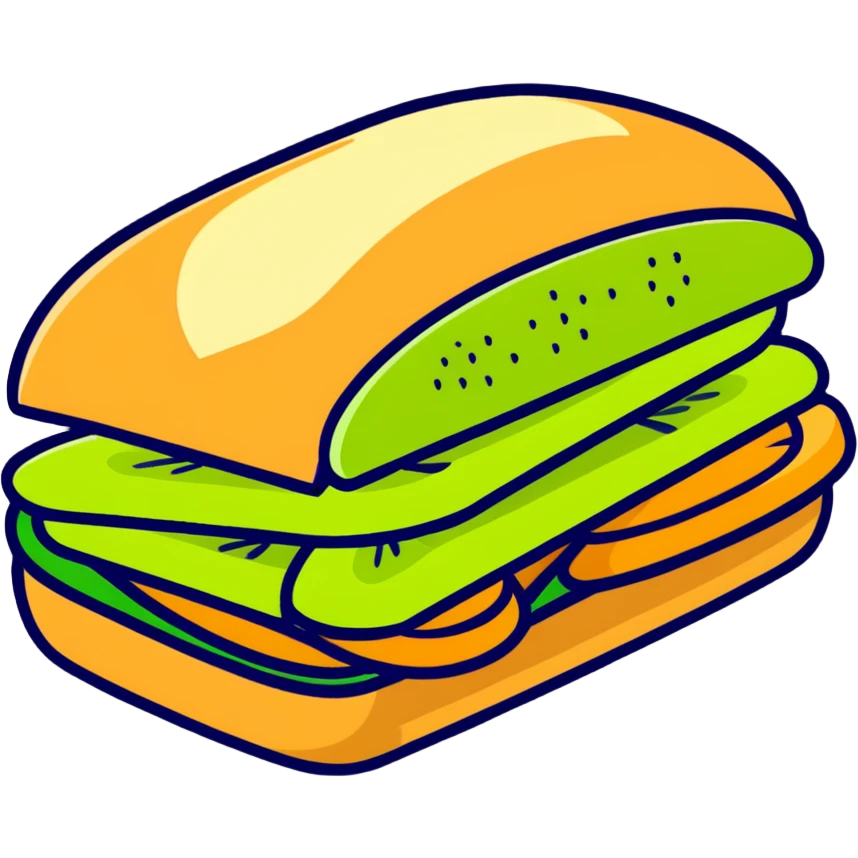 Kiwi sandwich with sliced kiwi fruit between bread slices emoji