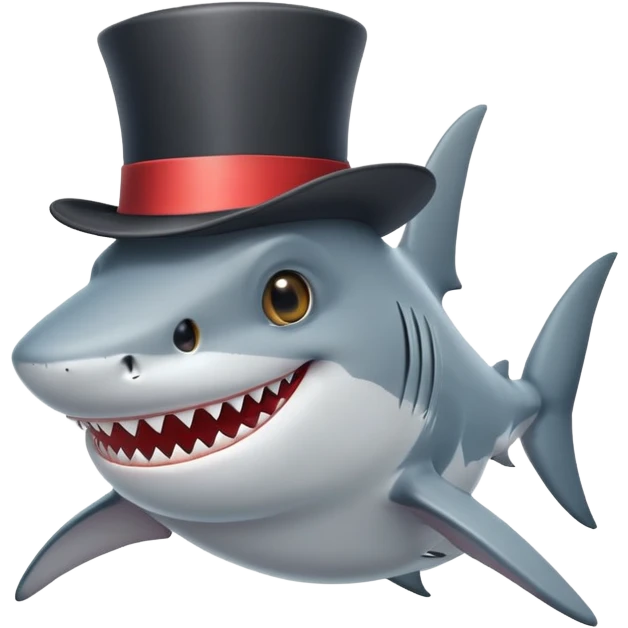shark with a top hat, smiling emoji