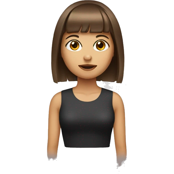 brown hair brown eyes woman with bangs emoji