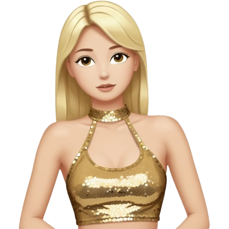 halter neck tank top cropped with gold and silver sequins emoji