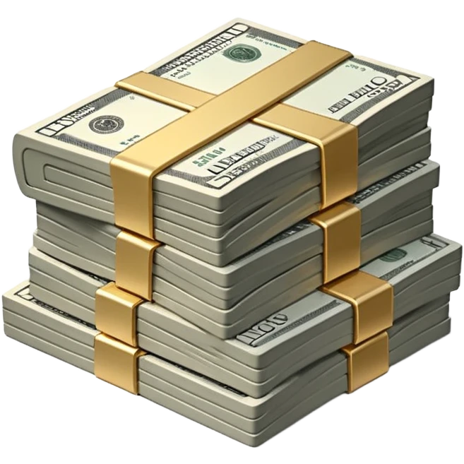 Metallic black-and-white money pack emoji, simple geometric stack of bills, reflective surfaces, flat futuristic icon, minimal style
 emoji