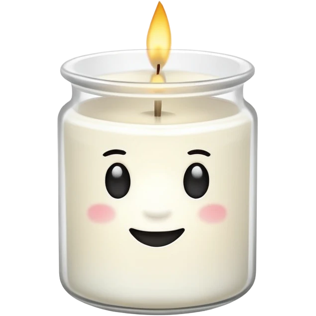 minimal flat emoji of a white scented candle in a glossy white glass jar with the write “cotton”, soft warm glow, clean vector style, elegant and modern, transparent background lux style emoji