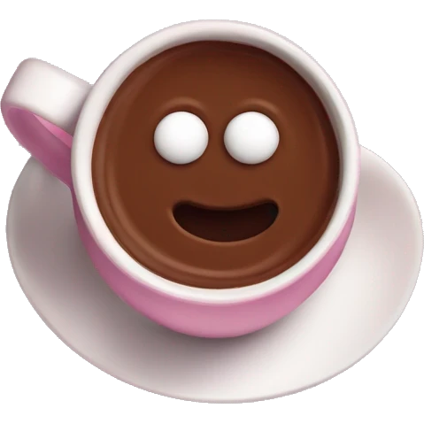 Chocolate caliente en una taza rosa  emoji