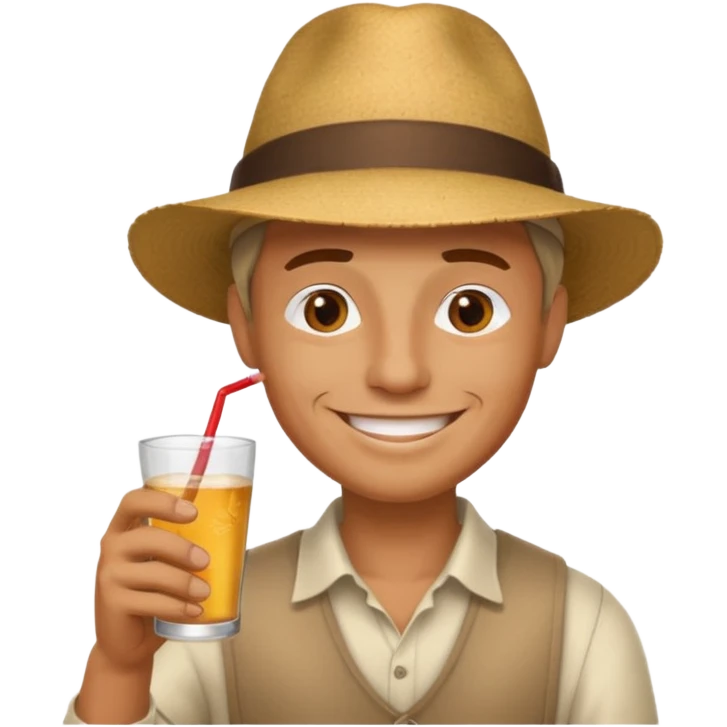 guy with hat and drink, no glasses emoji