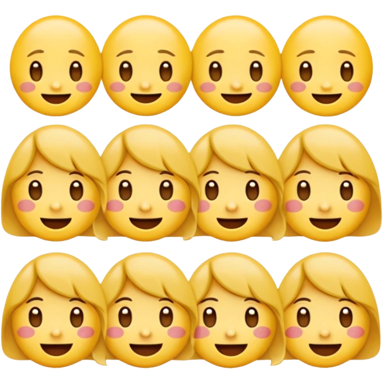 ภาพสร้างอิโมจิขนาด 1:1 ในสไตล์Yuru-Chara styleสร้างทีละ 9 ชิ้น บนภาพเดียวขนาด 16:9 โดยจัดวางแบบเป็นกริด แถวละ 3 ชิ้น ไม่มีส่วนไหนทับกัน มีขอบขาวแบบสติกเกอร์ ดังนี้
1) หน้ายิ้ม 2) หน้าเบื่อโลกมู่ทู่ 3) หน้าร้องให้ แบบน่ารักๆติดงอแง emoji