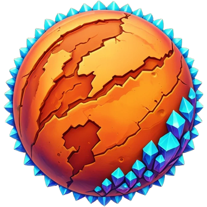 mars planet, surface covered in glowing crystals  emoji