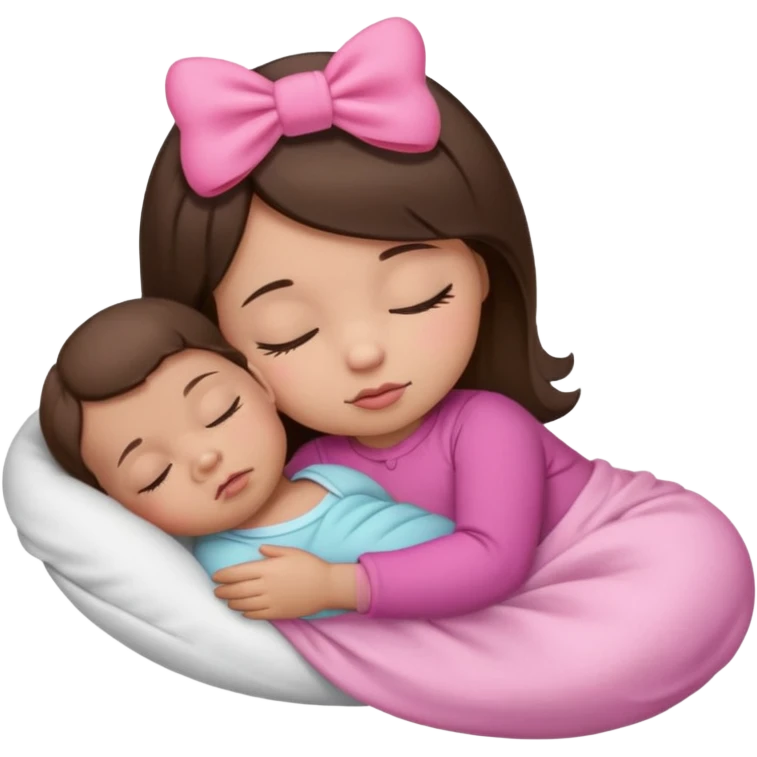 small baby only sleeping with pink bow brunette hair emoji