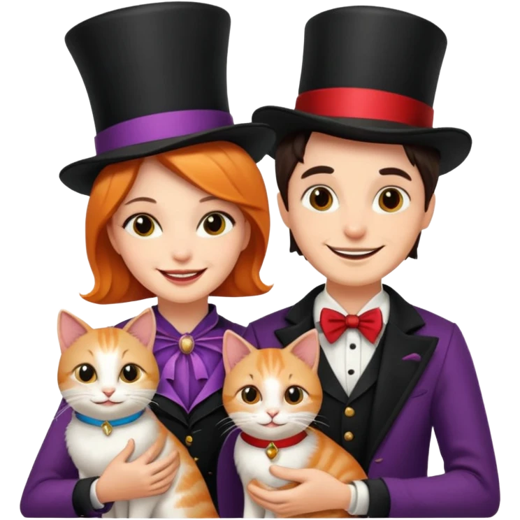 magician couple and their pet cat emoji