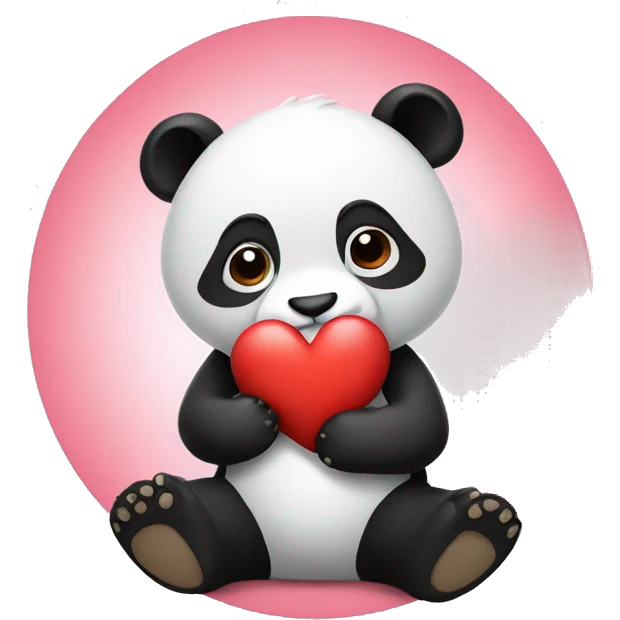 Panda holding heart emoji