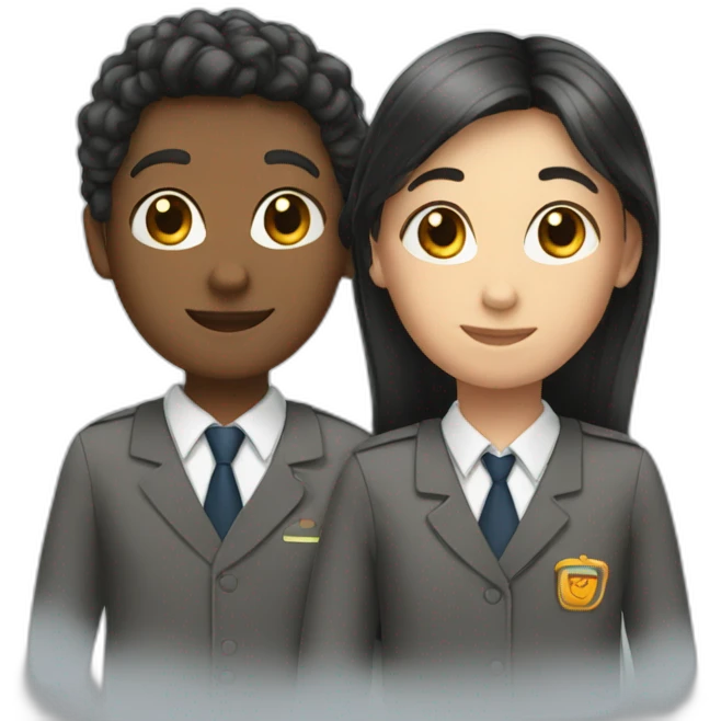 Three friends in school uniform  emoji