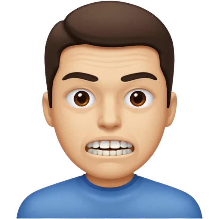realistic grinding teeth emoji with their mouth closed emoji