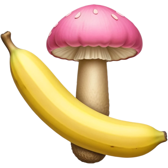 beige skin color and pink cylindrical shaft penis, erect, phallus shape, no face, shaped similar to peeled banana, with pink mushroom cap tip at one end emoji