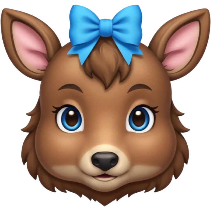 Deer with a blue bow and blue eyes emoji