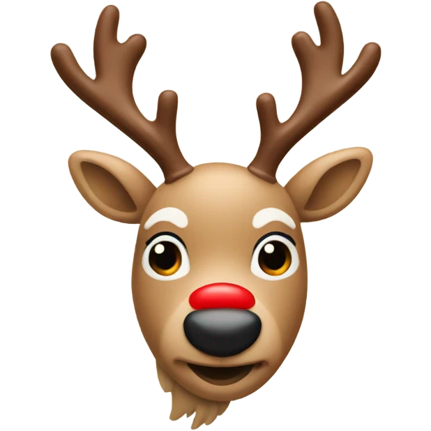 Beige Rudolph the red nose reindeer   emoji