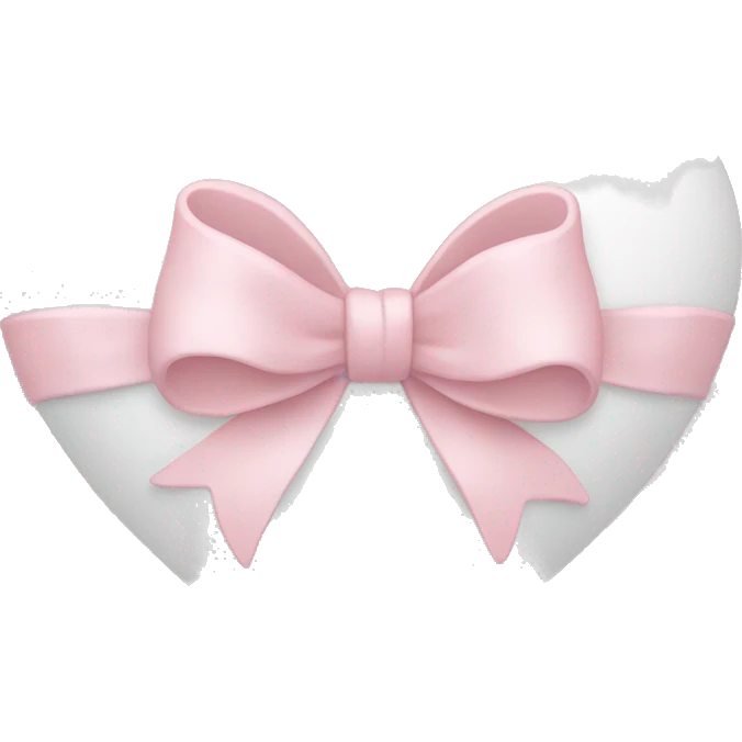 white heart with light pink bow wrapped around it emoji