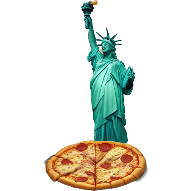 the statue of liberty is eating pizza emoji