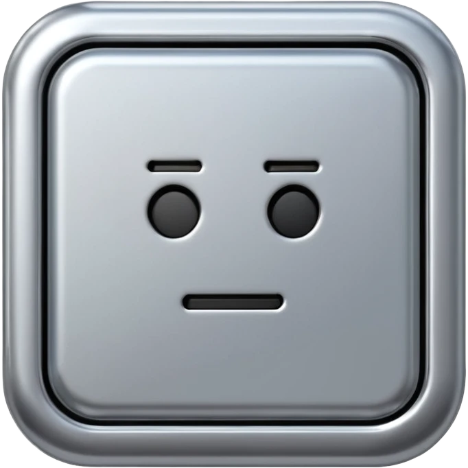 A futuristic microchip emoji made of polished silver chrome, minimal circuit details, smooth metallic surface, soft lighting, iOS emoji style, centered, clean white background emoji