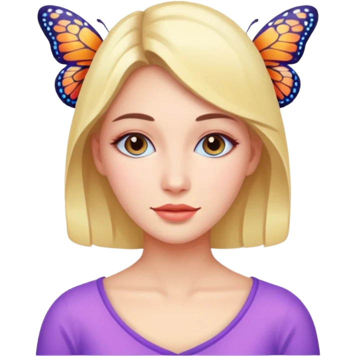 Woman wearing a butterfly emoji