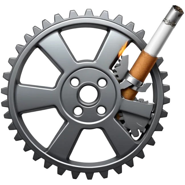 broken gear that smokes a lot emoji