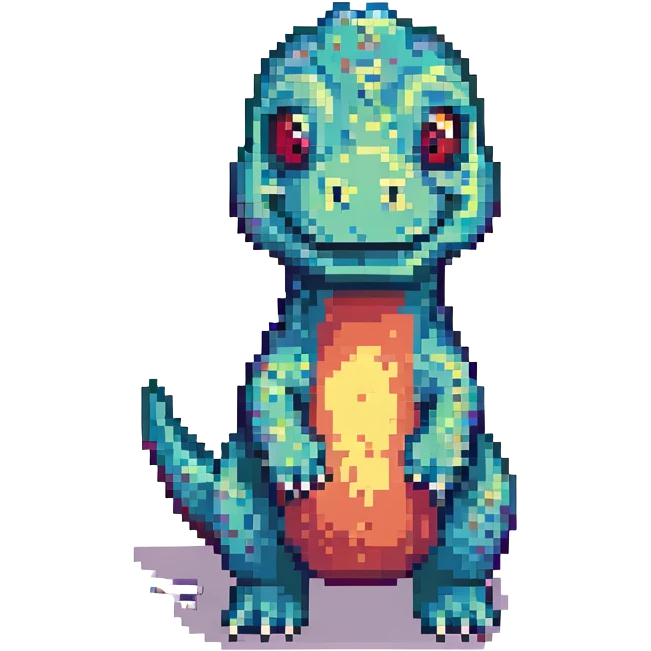 funny dinosaur, pixel art style emoji