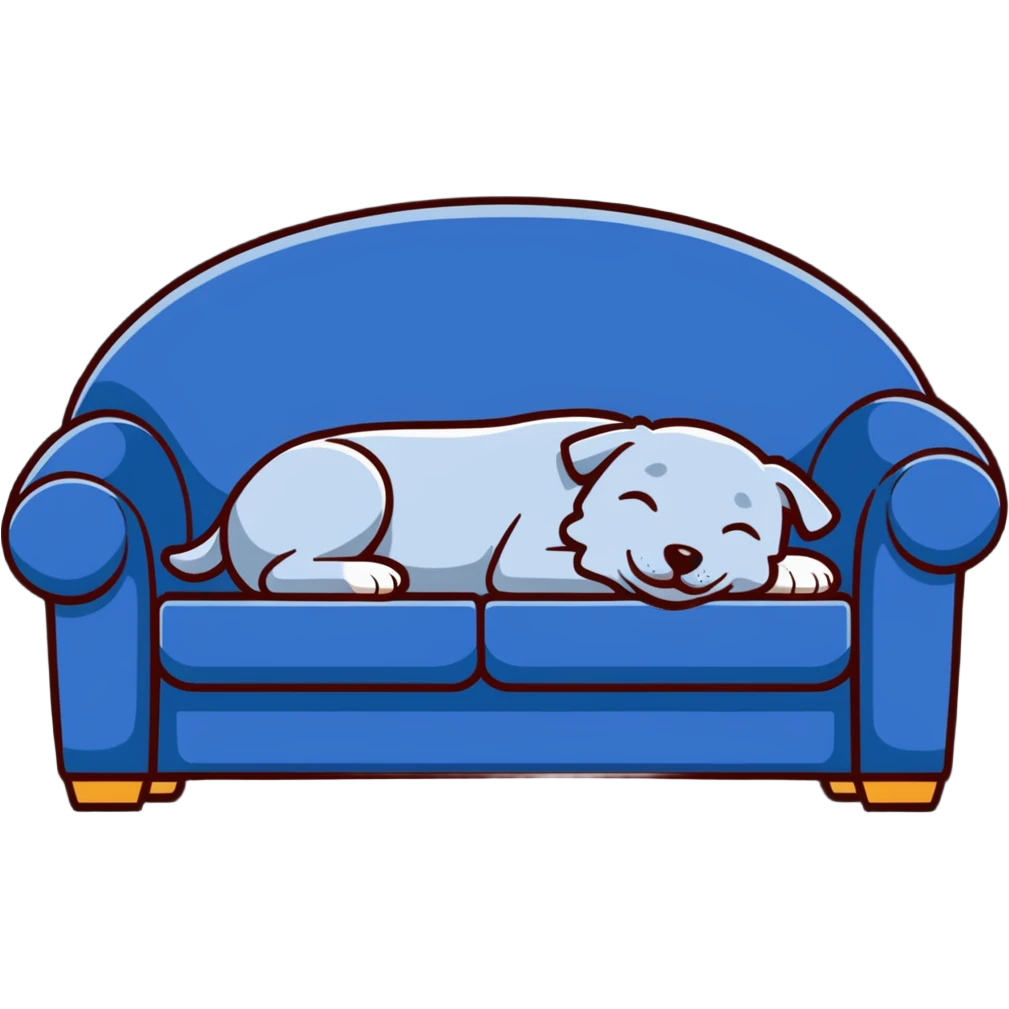 sleepy dog relaxing on couch emoji