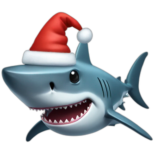 Shark with a Santa hat emoji