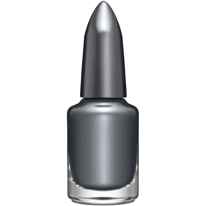 Dark grey metallic   nail polish bottle with a tall pointy cap emoji