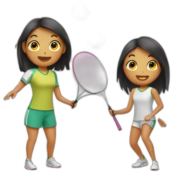 Two girls playing badminton  emoji