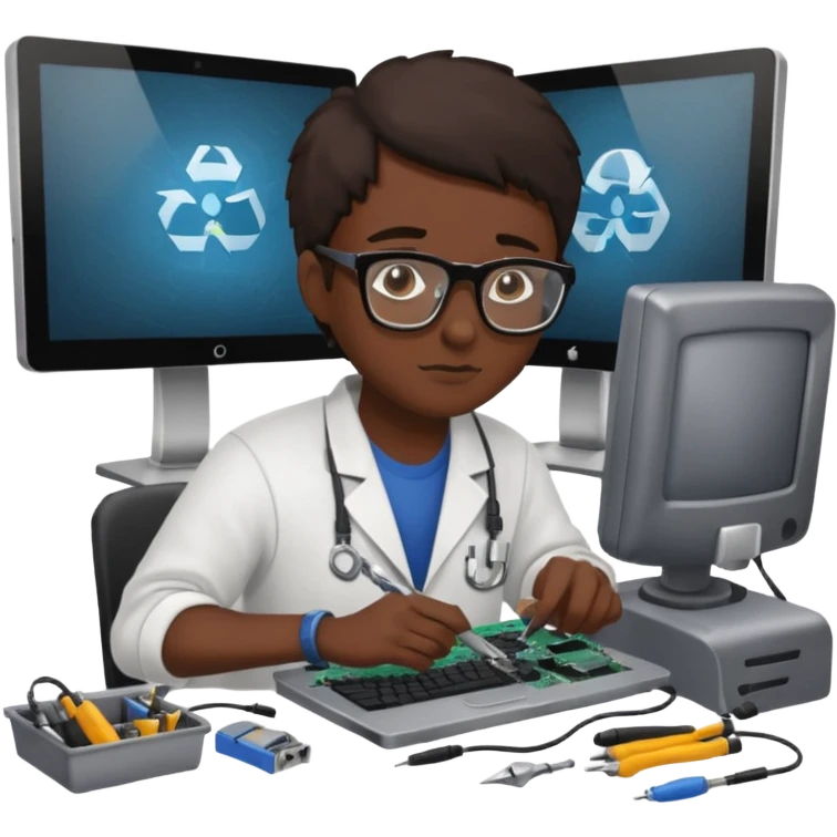 computer technician fixing damage computer emoji