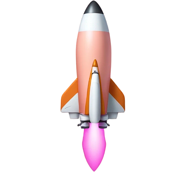 peach rocket ship with pink head emoji