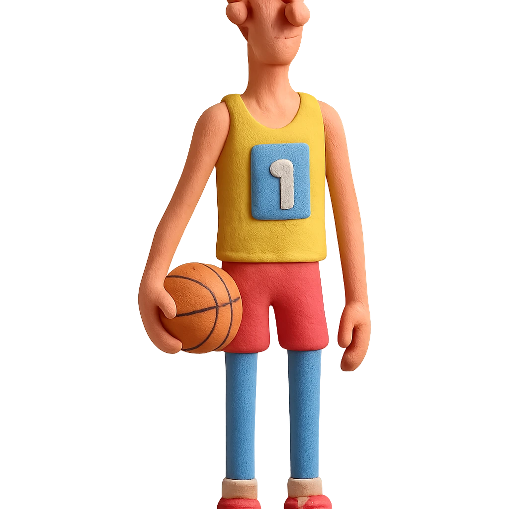 claymation style tall athlete standing, no background emoji