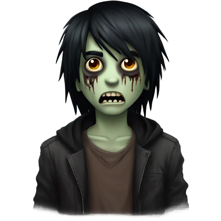boy zombie with black hair emo creepy medium long hair scary emoji