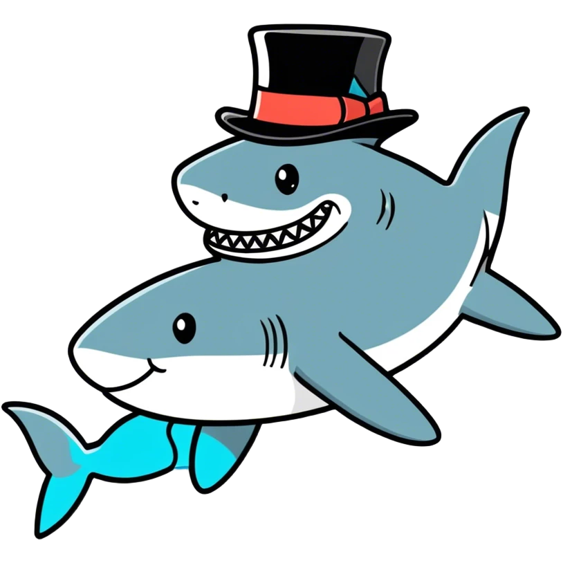 Shark with a top hat emoji