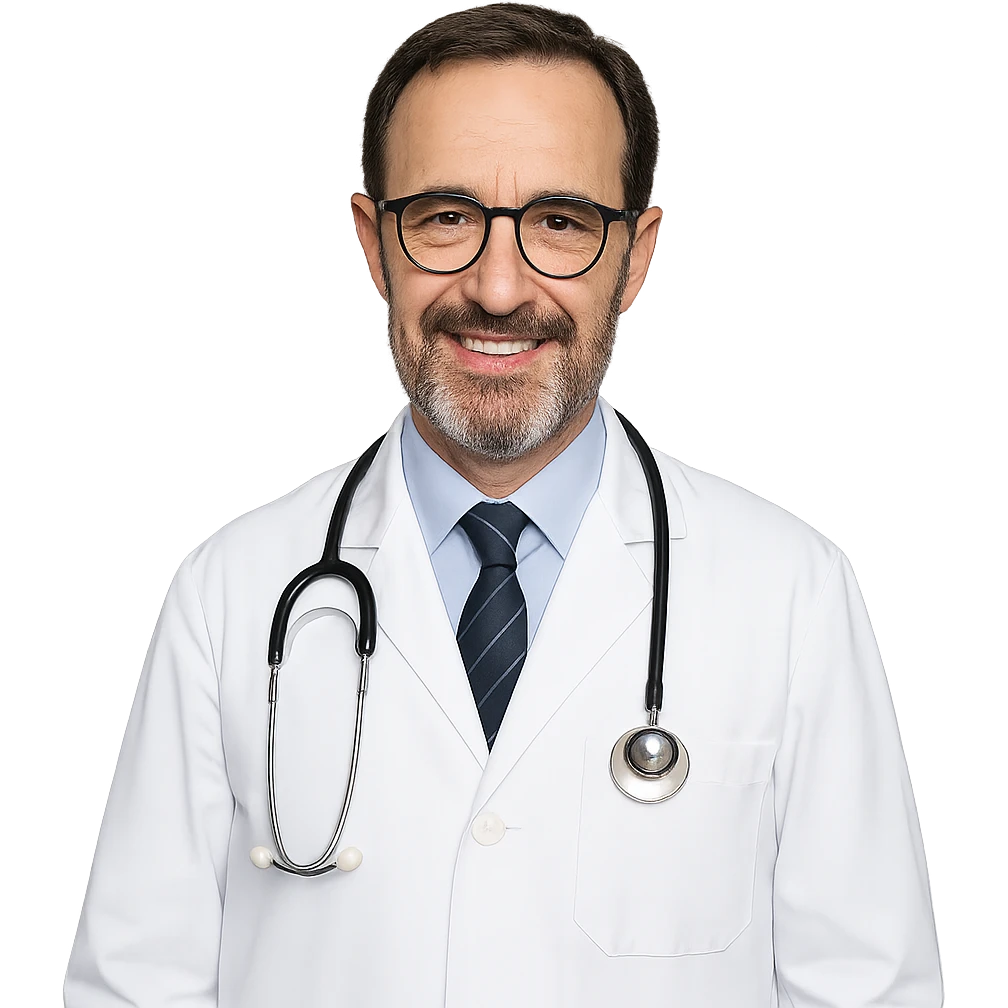 doctor, male, glasses, with a stethoscope around neck emoji