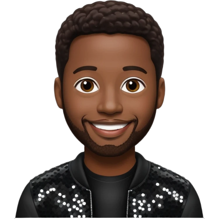 Michael McCary from Boyz II Men with dark brown hair, black sequin outfit emoji