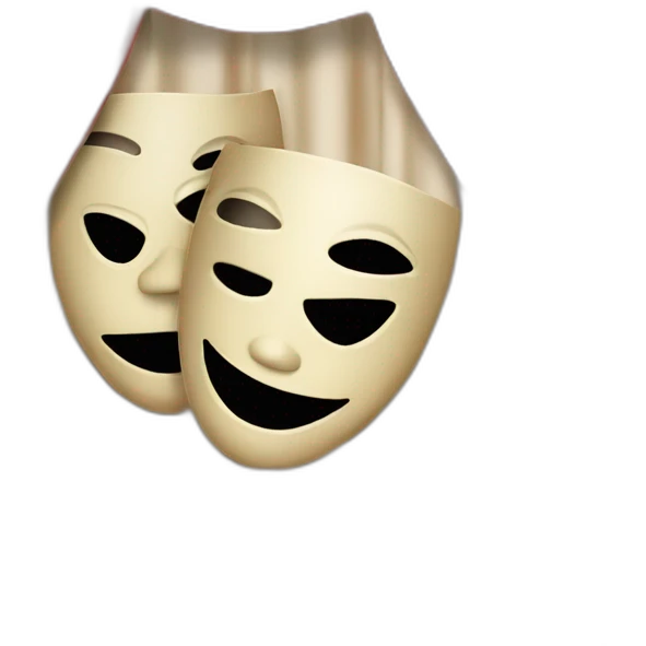 performing arts masks popping out of theatre curtains emoji