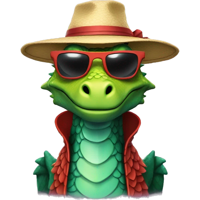 dragon with sunglasses and hat emoji