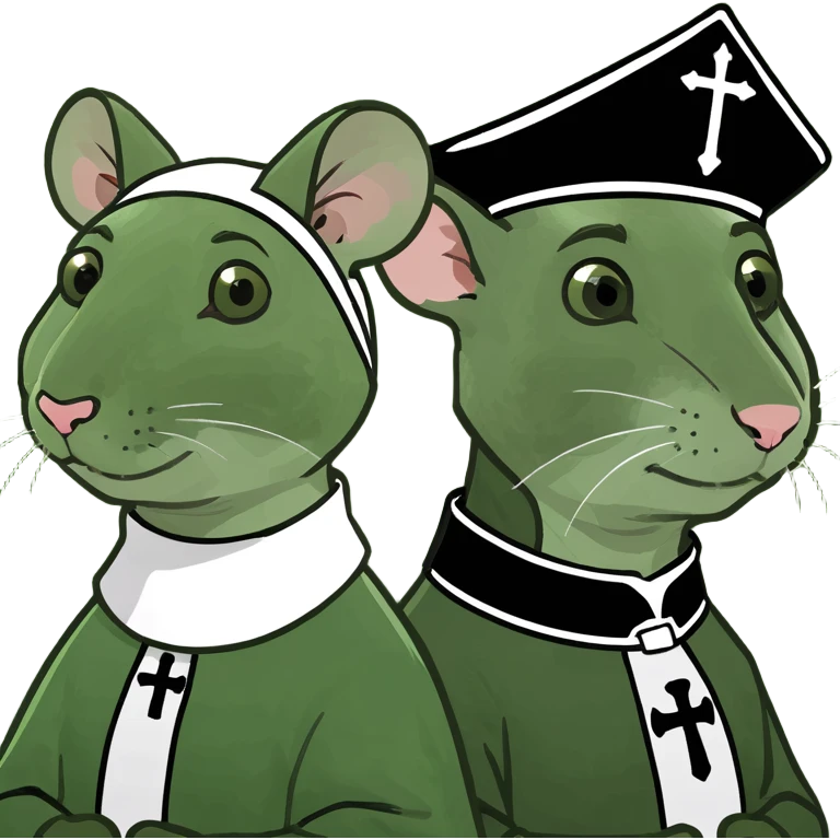A female rat catholic nun and a male rat catholic priest emoji