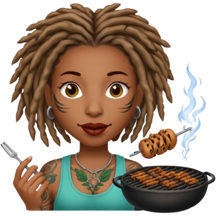 Stem girl with locs, a grill in her mouth and tattoos  emoji