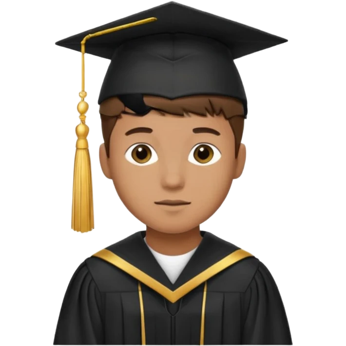 A young man with short brown hair, light brown skin, wearing a black graduation cap with a gold tassel. emoji