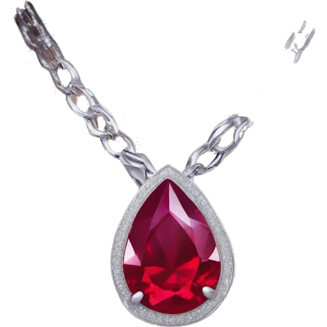 big ruby on a necklace tear closeup chain laid big emoji necklace moving silver chain  emoji